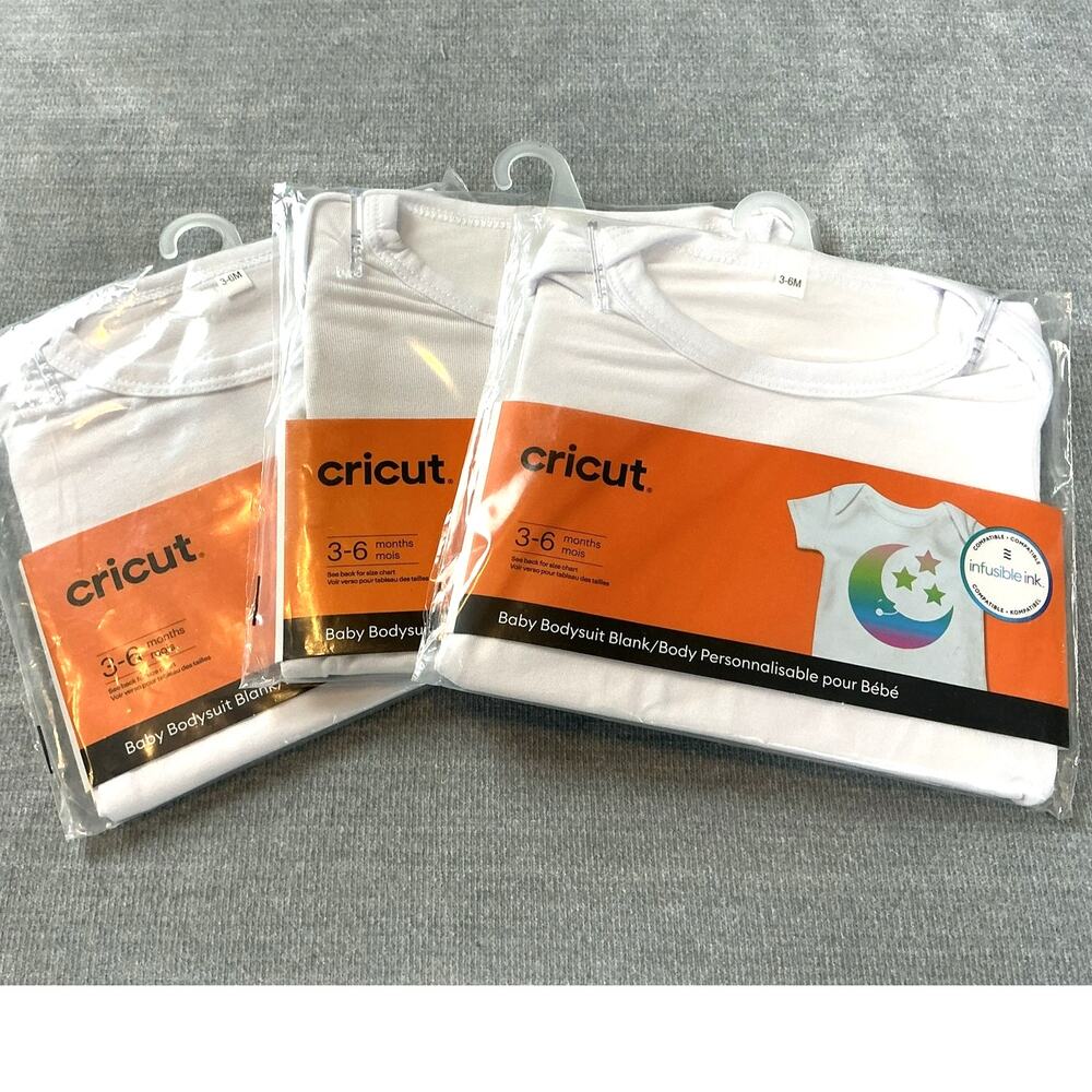 Lot of 3 NWT Cricut Infusible Ink Baby Bodysuit Blanks 3-6M